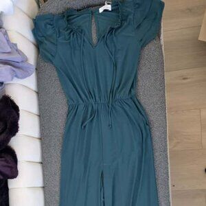 Kaileigh Women's XS Romper Green Sleeveless Wide Leg Stretch Pockets